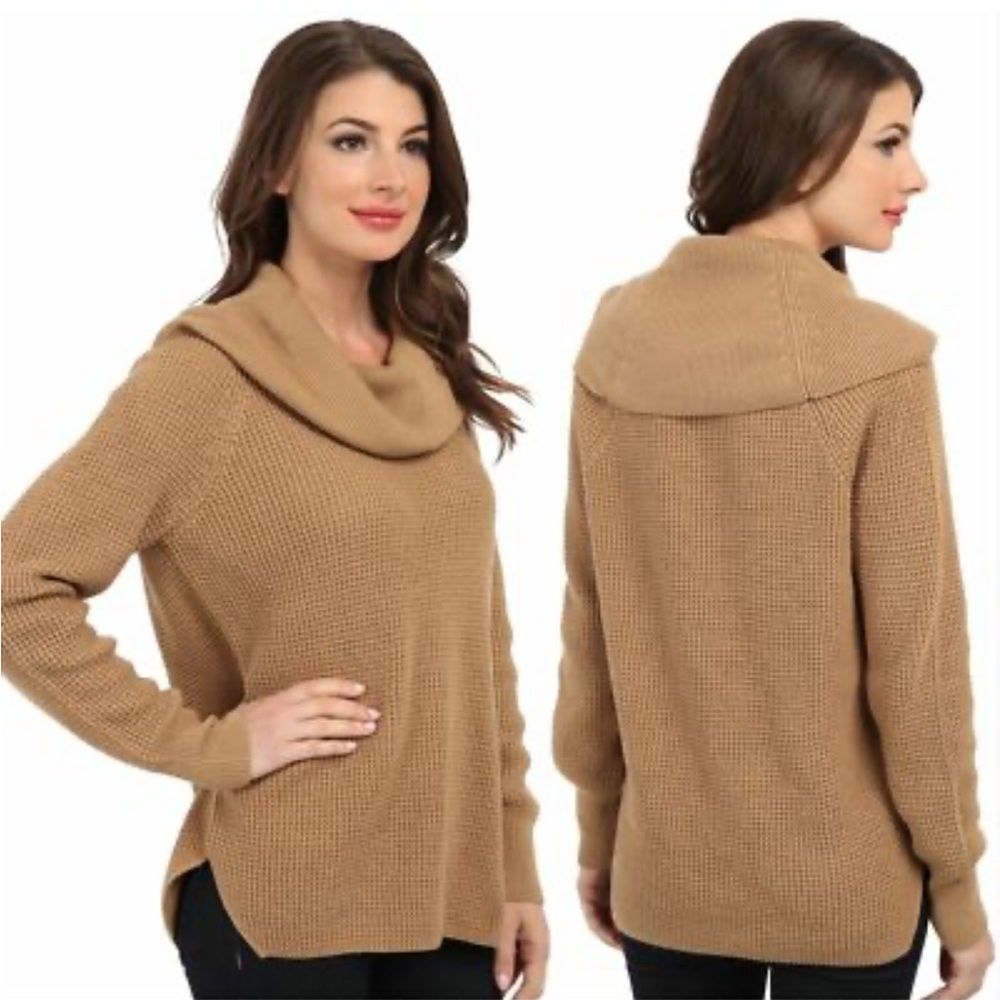 Michael Kors Tan Cowl Neck Chunky Knit Sweater